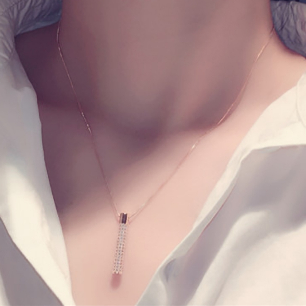 14k Rose gold & sterling sliver diamond necklace - Picture 2 of 10